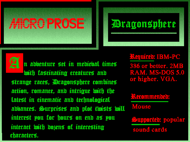 Dragonsphere Other (Microprose promo images)