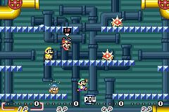 Super Mario World: Super Mario Advance 2 Screenshot (Official Game Page - Nintendo.com): More Multi-Player Madness Players discovered the joy of "cut-throat" style Mario Bros. in Super Mario Advance. The multi-player mode is enhanced in Super Mario Advance 2.