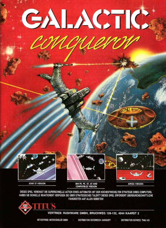 Galactic Conqueror Magazine Advertisement (Magazine Advertisements): ASM (Germany), Issue 02/1989