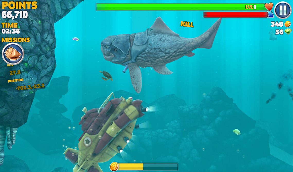 Hungry Shark: Evolution Screenshot (ubisoft.com, official website of Ubisoft): Big Daddy attacking a submarine
