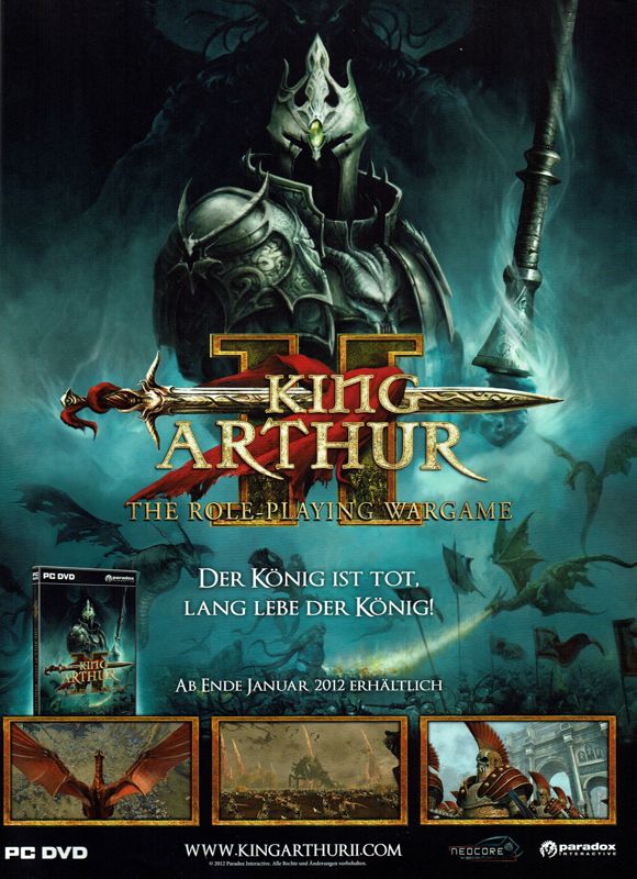 King Arthur II: The Role-Playing Wargame Magazine Advertisement (Magazine Advertisements): PC Games (Germany), Issue 02/2012