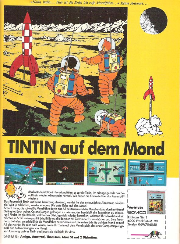 Tintin on the Moon Magazine Advertisement (Magazine Advertisements): ASM (Germany), Issue 02/1989
