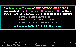The Catacomb Abyss Screenshot (Gamer's Edge Electronic Catalog, 1992-11-20)