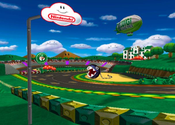 Mario Kart: Double Dash!! Screenshot (Press Kit, October 2003): GM4_Luigi_circuit_ad Luigi Circuit preview