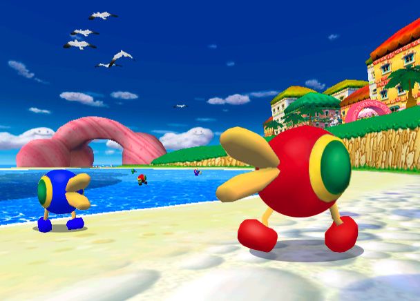 Mario Kart: Double Dash!! Screenshot (Press Kit, October 2003): GM4_Peach_beach_ad Peach Beach preview