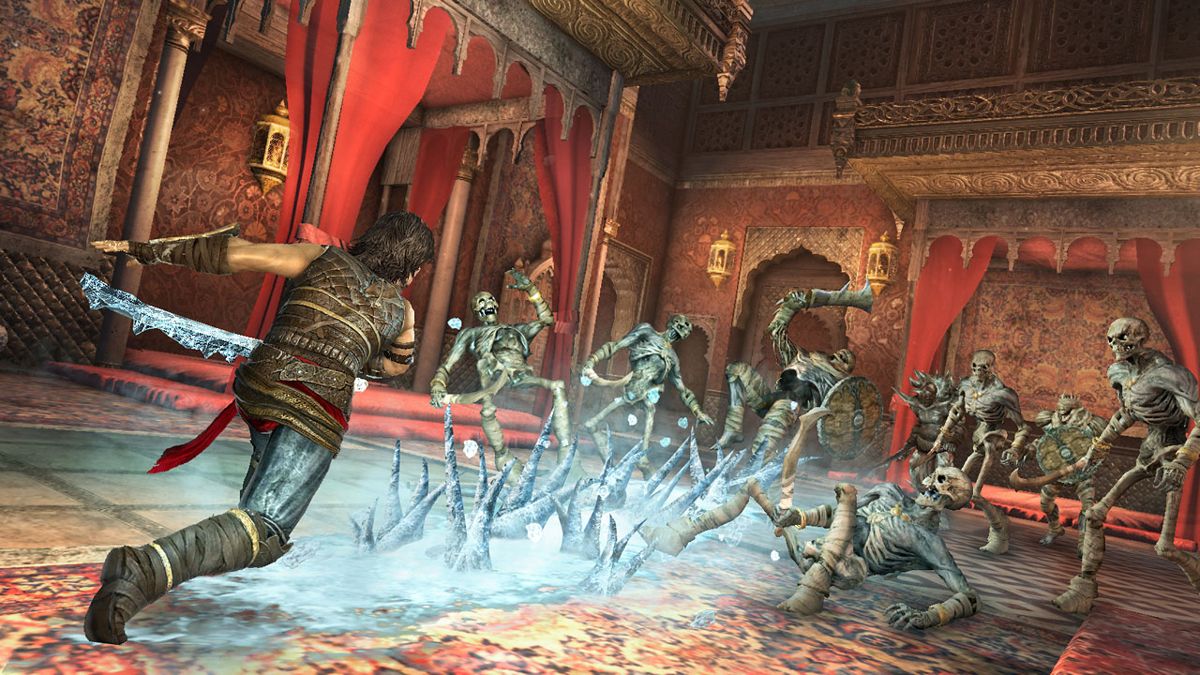 Prince of Persia: The Forgotten Sands Screenshot (ubisoft.com, official website of Ubisoft): Using ice to defeat enemies