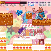 Athena: Full Throttle Screenshot (SNK Playmore site): ■お菓子の国 - あま〜いあま〜いお菓子の国にも恐ろしい敵が潜んでいました。メルヘンチックな舞台で戦います。