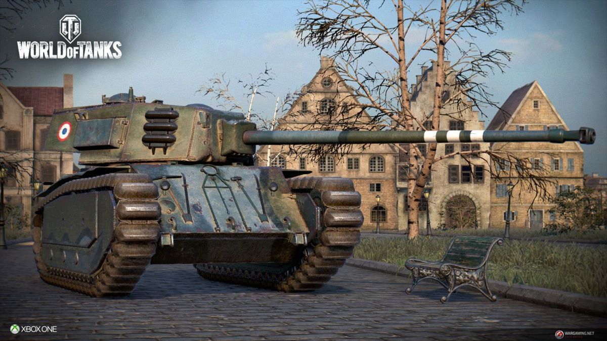 World of Tanks: Xbox 360 Edition Screenshot (console.worldoftanks.com, official website of Wargaming.net): Marks of Excellence shown on the barrel of a French tank