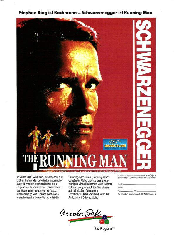 The Running Man Magazine Advertisement (Magazine Advertisements): ASM (Germany), Issue 05/1989