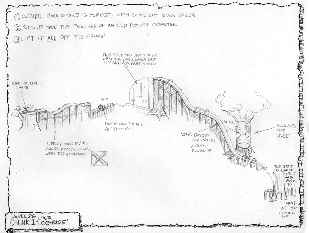 Pandemonium! Concept Art (Official Press Kit - Concept Art and Level-1 Wireframe): Log