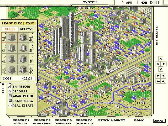 A-Train Screenshot (Slide show demo, 1993-05-11): Commercial buildings,