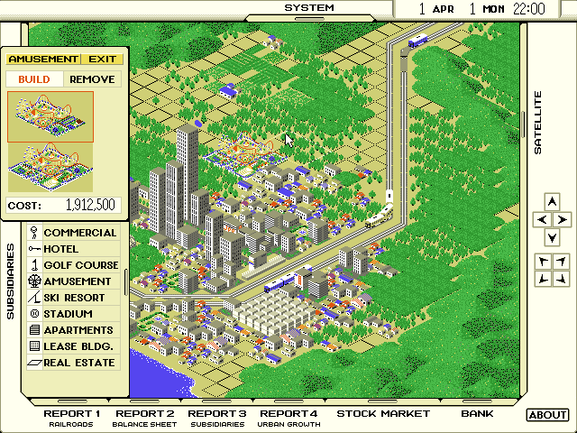 A-Train Screenshot (Slide show demo, 1993-05-11): Even Amusement Parks,