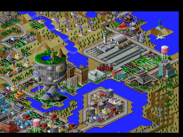 SimCity 2000 Screenshot (Slide show demo, 1993-10-13): SimCity 2000 really brings your city-and its resident Sims-to life. If this game were any more realistic, it'd be illegal to turn it off.