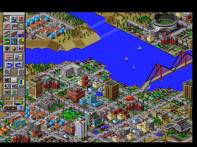 SimCity 2000 Screenshot (Slide show demo, 1993-10-13): Pretty soon, you'll be running a bustling metropolis.