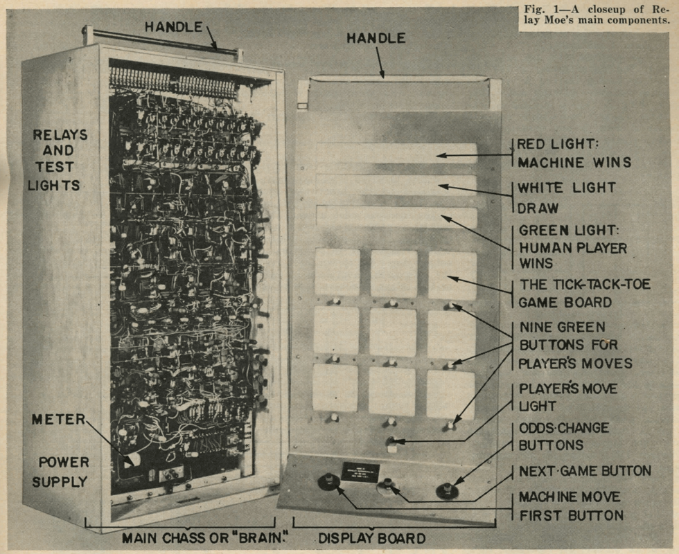 Relay Moe Other (Radio Electronics 1956-12): closeup of Reclay Moe's main components