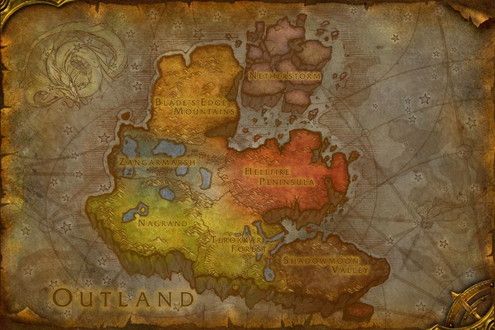 World of WarCraft: The Burning Crusade Concept Art (Battle.net, World of Warcraft page (2016)): Outland Map