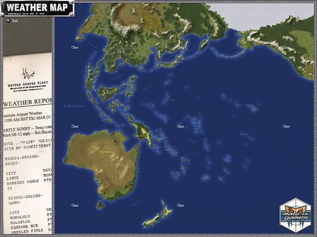 War in the Pacific: The Struggle Against Japan 1941-1945 Screenshot (Screenshots): Strategic map (weather report)