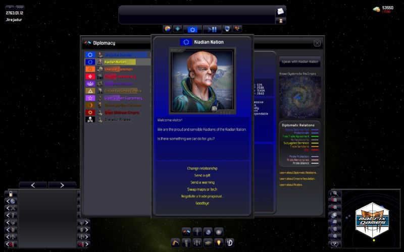 Distant Worlds Screenshot ("Distant Worlds" screenshots): Diplomacy screen