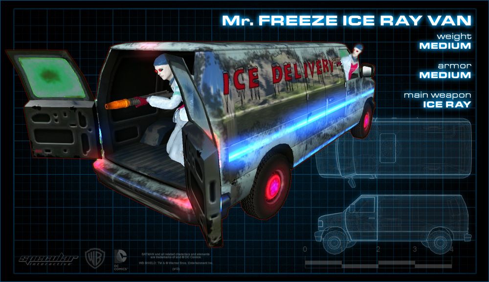 Batman Render (Developer website): Mr. Freeze Ice Ray Van