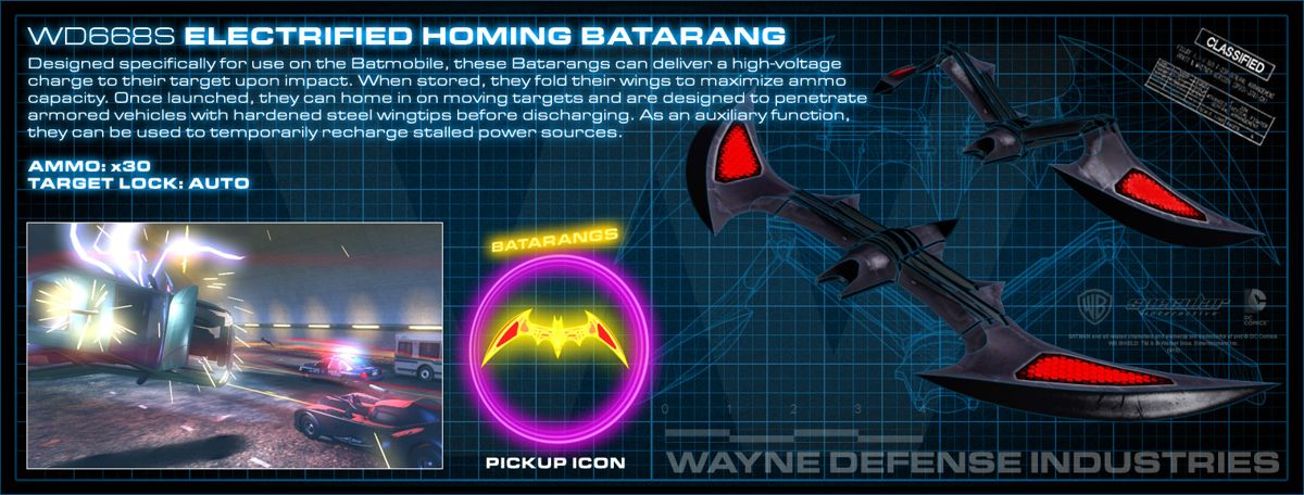 Batman Render (Developer website): Batarangs