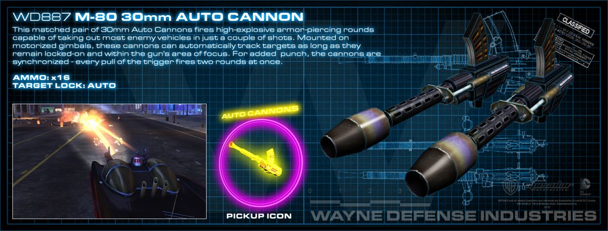Batman Render (Developer website): Auto cannons