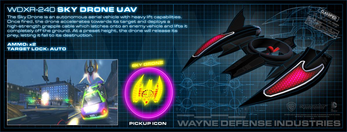 Batman Render (Developer website): Sky drone