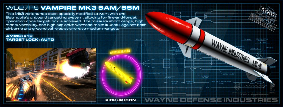 Batman Render (Developer website): Missiles