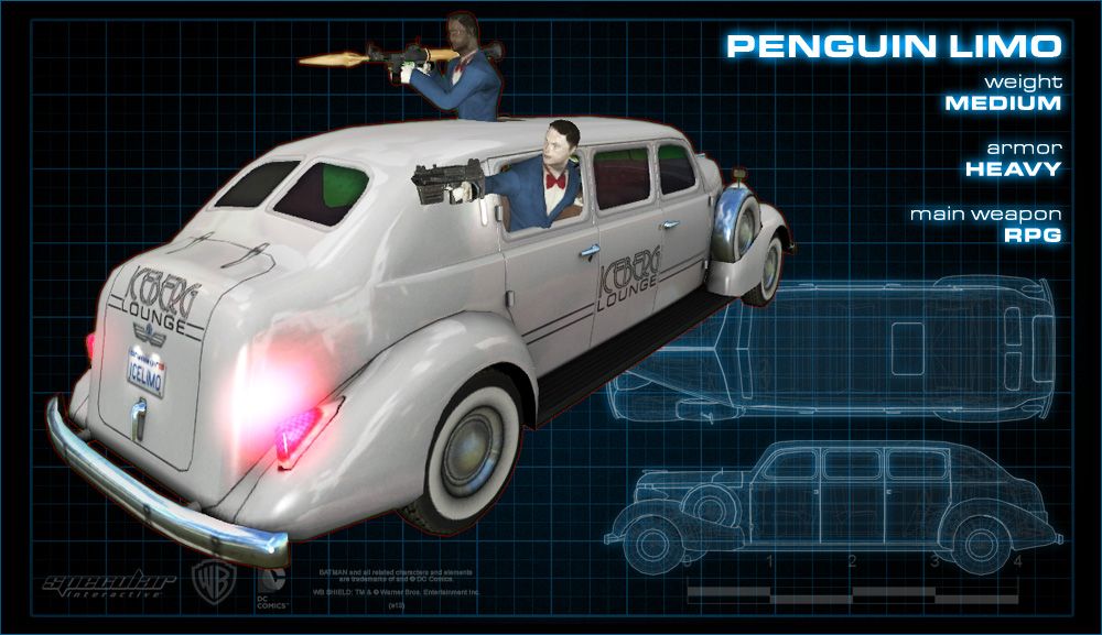 Batman Render (Developer website): Penguin Limo