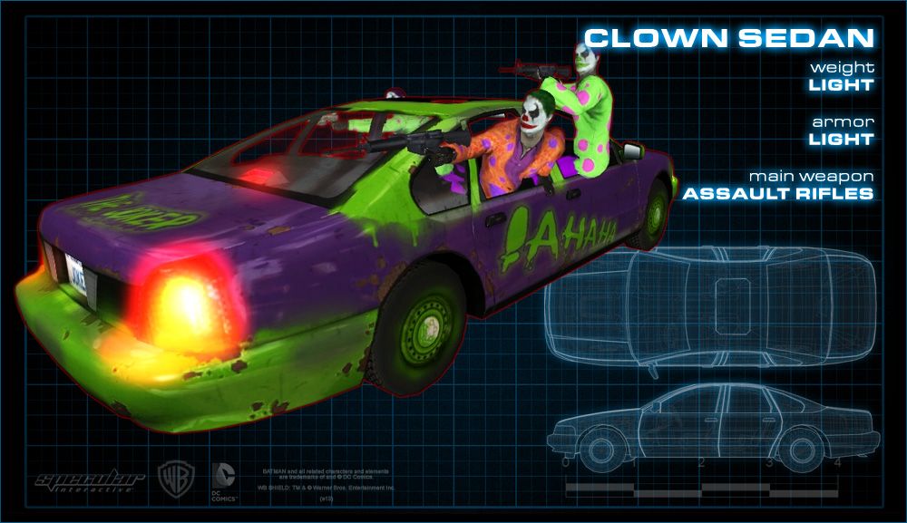 Batman Render (Developer website): Clown Sedan