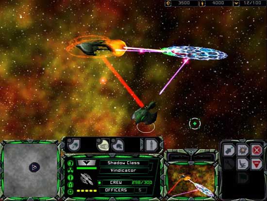 Star Trek: Armada Screenshot (Romulan promotional screenshots): Shadow using the Energy Shield Converter with a Warbird