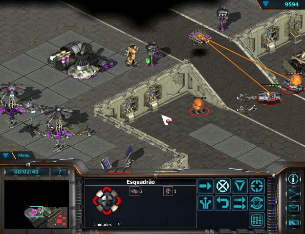 Outlive Screenshot (Continuum website, 2001): The robotic army tries to bring down one of the human's expansions.
