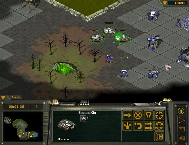 Outlive Screenshot (Continuum website, 2001): Human forces tanks try to invade a robotic base. But with well-placed towers, they won't last long.