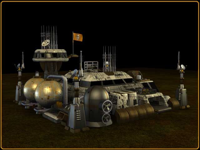 Outlive Render (Continuum website, 2001): Headquarters - It's the central building of the human force. It is vital to base creation: besides storing and refining resources, it also construct more builders and gatherers.