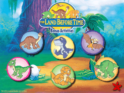 The Land Before Time: Prehistoric Adventures Screenshot (Publisher Cosmi's product page): Bonus Activities menu