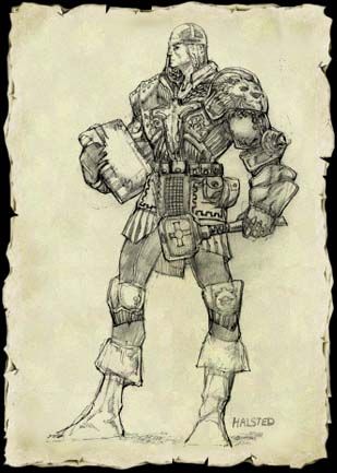 Hexen II Concept Art (Activision website, 1998): Crusader