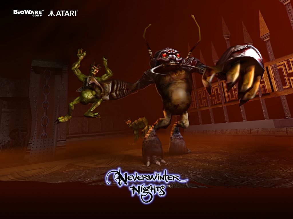 Neverwinter Nights Wallpaper (Official website, 2002): Umber vs Troll