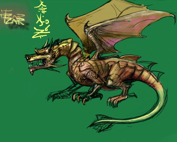 Tzar: The Burden of the Crown Concept Art (GamesDomain preview, September 1999): ...and fantasy creatures like this dragon