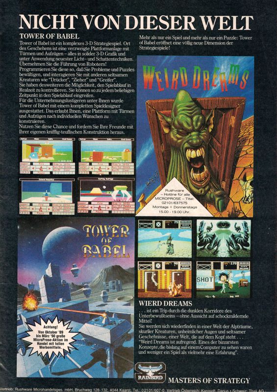 Tower of Babel Magazine Advertisement (Magazine Advertisements): Power Play (Germany), Issue 3/1990