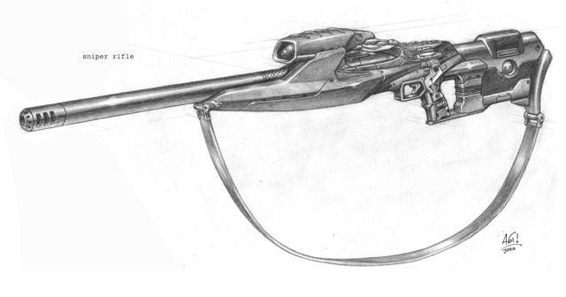 Unreal II: The Awakening Concept Art (Official website): Sniper Rifle.