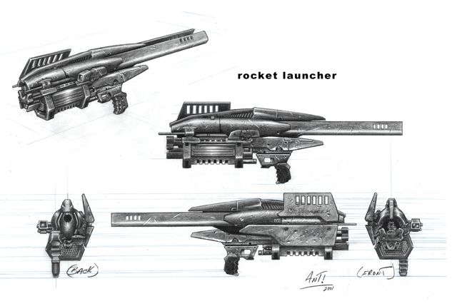 Unreal II: The Awakening Concept Art (Official website): Rocket Launcher.
