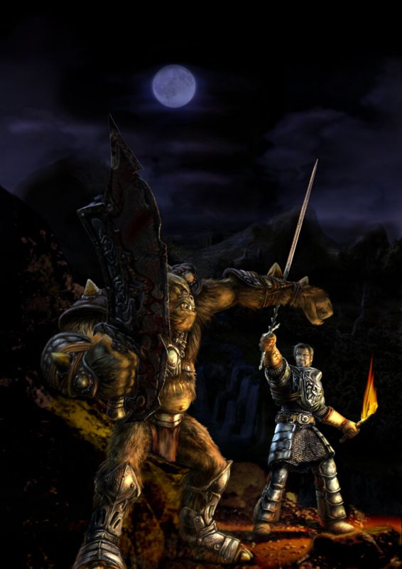 Gothic II Render (Official website, 2003): Player vs Orc