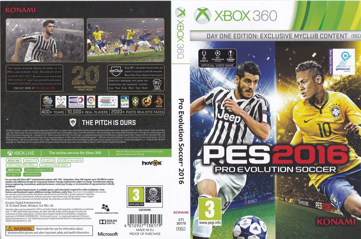 PES 2016: Pro Evolution Soccer Other (Display case inlays): Xbox 360