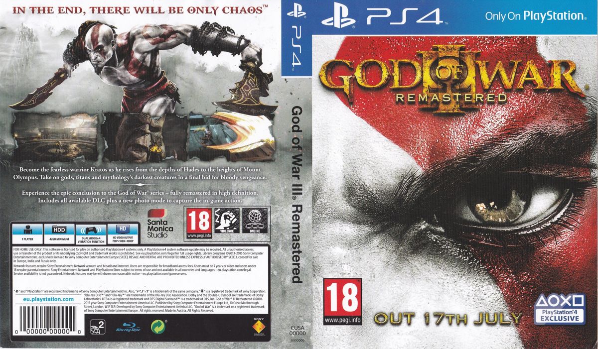 God of War III Other (Display case inlay (UK version)): PS4