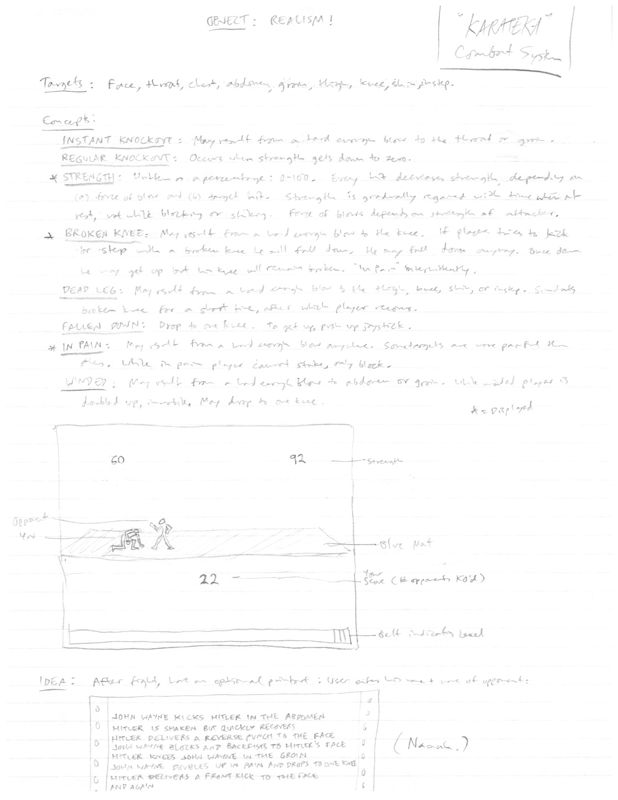Karateka Concept Art (Jordan Mechner papers (The Strong, National Museum of Play)): Notes and drawings 1