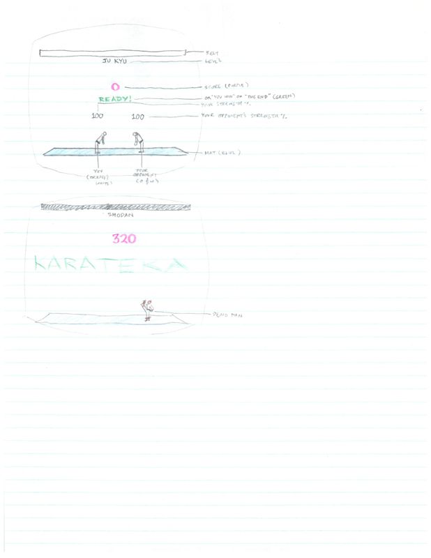 Karateka Concept Art (Jordan Mechner papers (The Strong, National Museum of Play)): Notes and drawings 2