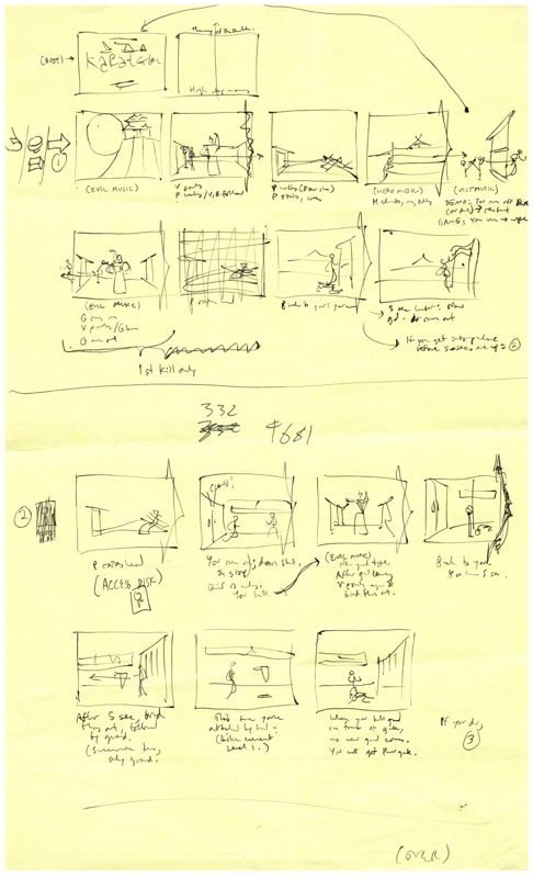Karateka Concept Art (Jordan Mechner papers (The Strong, National Museum of Play)): Storyboard sketch 1