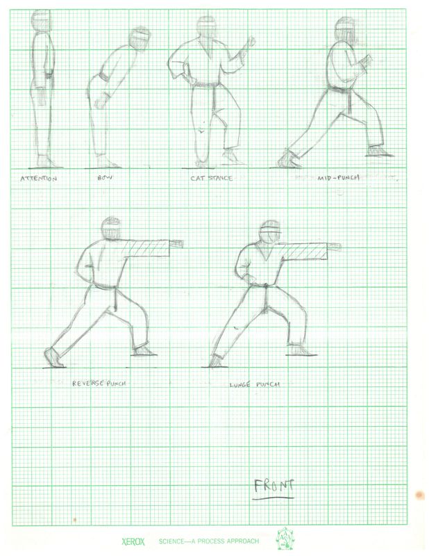 Karateka Concept Art (Jordan Mechner papers (The Strong, National Museum of Play)): Movement grid sketch 1