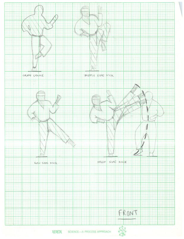 Karateka Concept Art (Jordan Mechner papers (The Strong, National Museum of Play)): Movement grid sketch 2