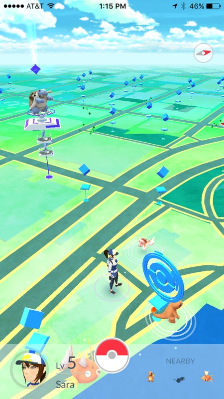 Screenshots of the Pokémon Go map.