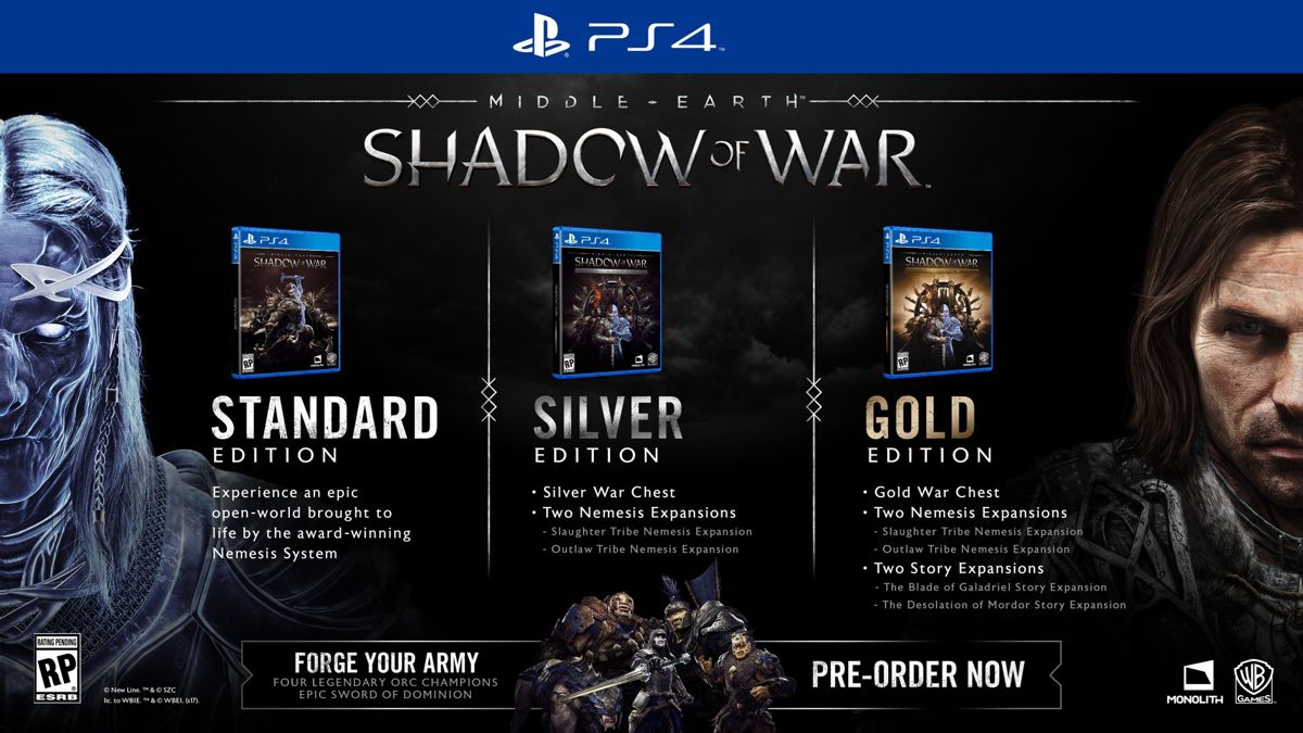 Middle-earth: Shadow of War Other (PlayStation.com)